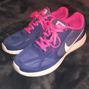 Nike Revolution 3 royal blue & hot pink sneakers